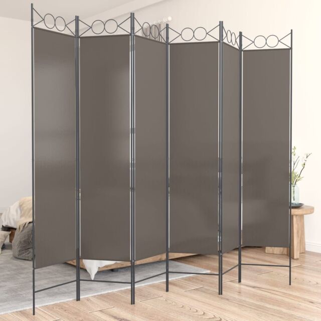 Berkfield Home 6-Panel Room Divider Anthracite 240x200 cm Fabric in Black - image 1