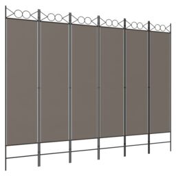 Berkfield Home 6-Panel Room Divider Anthracite 240x200 cm Fabric in Black - thumbnail 2