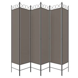 Berkfield Home 6-Panel Room Divider Anthracite 240x200 cm Fabric in Black - thumbnail 4