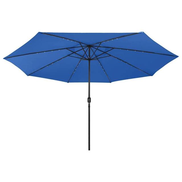 Berkfield Home Outdoor Parasol with LED Lights & Metal Pole 400 cm Azure Blue - image 1