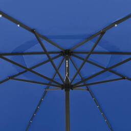 Berkfield Home Outdoor Parasol with LED Lights & Metal Pole 400 cm Azure Blue - thumbnail 4