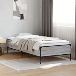 Berkfield Home Bed Frame without Mattress Grey Sonoma 75x190 cm Small Single - thumbnail 1