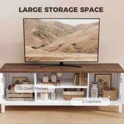 HOMCOM Farmhouse TV Unit for TVs up to 42 Inch, Entertainment Centre, White - thumbnail 6