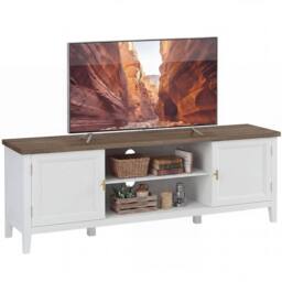 HOMCOM Farmhouse TV Unit for TVs up to 42 Inch, Entertainment Centre, White - thumbnail 2