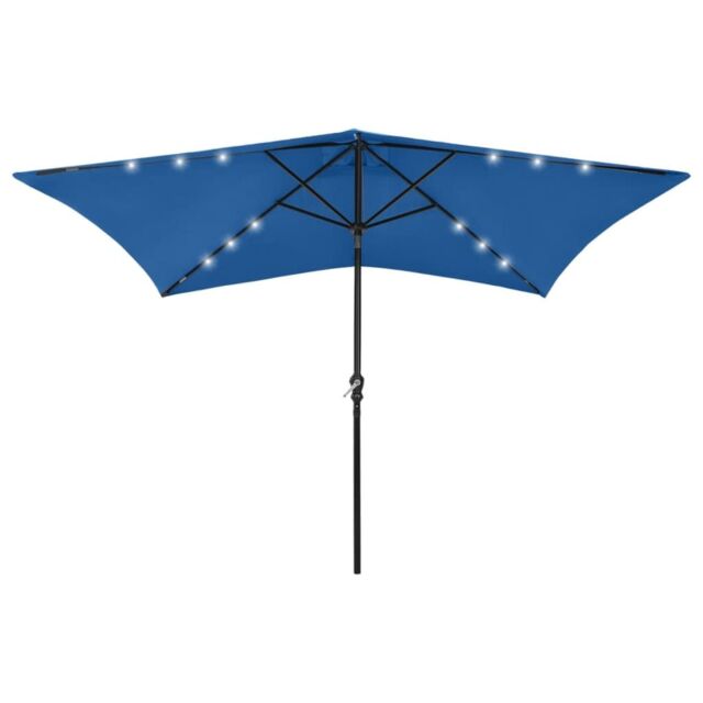 Berkfield Home Parasol with LEDs & Steel Pole Azure Blue 2x3 m - image 1