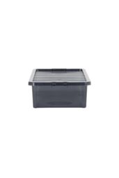 Wham Crystal 5 x 32L Stackable Plastic Storage Boxes with Lids in Black - thumbnail 3