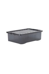 Wham Crystal 5 x 32L Stackable Plastic Storage Boxes with Lids in Black - thumbnail 2