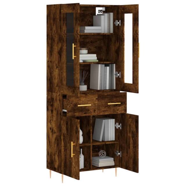 Berkfield Home Highboard Smoked Oak 69.5x34x180 cm Engineered Wood in Brown - image 1