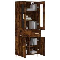 Berkfield Home Highboard Smoked Oak 69.5x34x180 cm Engineered Wood in Brown - thumbnail 1