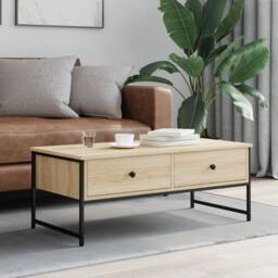 Berkfield Home Coffee Table Sonoma Oak 101x49x39.5 cm Engineered Wood in Brown - thumbnail 3