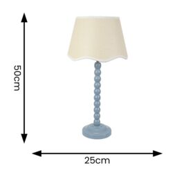 ValueLights Bobbins Powder Blue Table Lamp with Linen Scallop White Trim Shade in Pale Blue - thumbnail 4