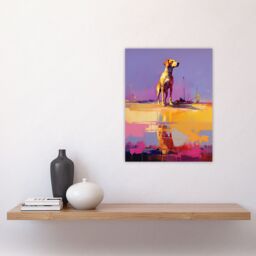 "Artery8 Wall Art Print Beach Reflections Dog Portrait Purple Orange Pink Poster Picture - Size: W18"" x H24""" - thumbnail 4