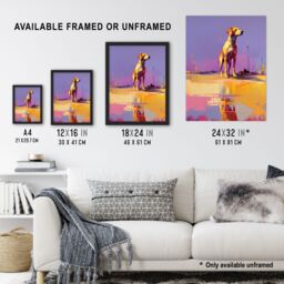 "Artery8 Wall Art Print Beach Reflections Dog Portrait Purple Orange Pink Poster Picture - Size: W18"" x H24""" - thumbnail 3
