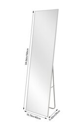 H&O Direct 40x150cm Modern Slim Frame Floor Standing Full Length Mirror in White - Size: 40x150 cm - thumbnail 4