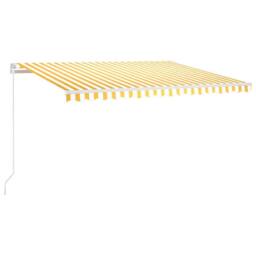 Berkfield Home Manual Retractable Awning with LED 400x300 cm Yellow & White - thumbnail 1