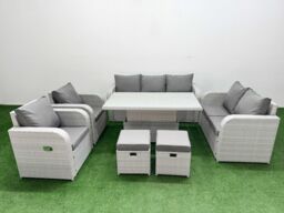 Fimous PE Rattan Garden Furniture Set Reclining Chair Sofa Double Love Seat 2 Seater Sofa Lounge Set Adjustable Lifting Dining or Coffee Table 2 - thumbnail 2