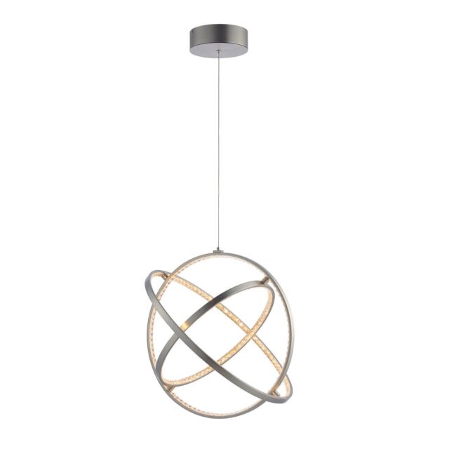 Loops Ceiling Pendant Light Matt Nickel & Clear Crystal 40W LED Bulb Included in Metallics - image 1