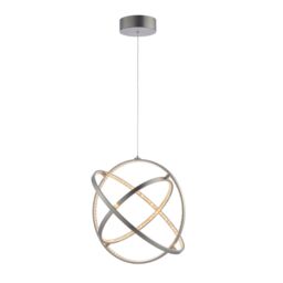 Loops Ceiling Pendant Light Matt Nickel & Clear Crystal 40W LED Bulb Included in Metallics - thumbnail 1