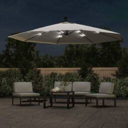 Berkfield Home Cantilever Umbrella with LED Lights & Metal Pole 350 cm Sand in Beige - thumbnail 3
