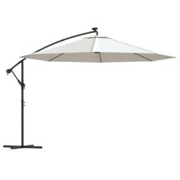 Berkfield Home Cantilever Umbrella with LED Lights & Metal Pole 350 cm Sand in Beige - thumbnail 2