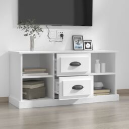 Berkfield Home TV Cabinet White 99.5x35.5x48 cm Engineered Wood - thumbnail 3