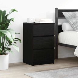 Berkfield Home Bedside Cabinets with 3 Drawers 2 pcs Black 39x35x65 cm - Size: 39 x 35 x 65 cm - thumbnail 1
