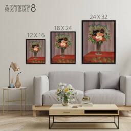 "Artery8 Bouquet of Flowers in a Vase Rousseau Vintage Framed Canvas Wall Art - Size: W12"" x H16""" - thumbnail 4