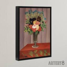 "Artery8 Bouquet of Flowers in a Vase Rousseau Vintage Framed Canvas Wall Art - Size: W12"" x H16""" - thumbnail 2