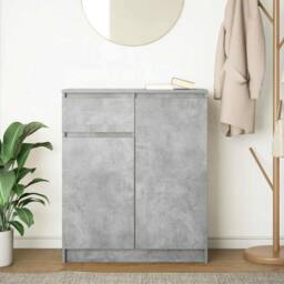 Berkfield Home Sideboard with Drawer Concrete Grey 71x35x84 cm Engineered Wood - Size: 71 x 35 x 84 cm - thumbnail 3