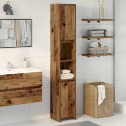 Berkfield Home Classic Bathroom Cabinet Old Wood 30x30x183.5 cm Engineered Wood in Brown