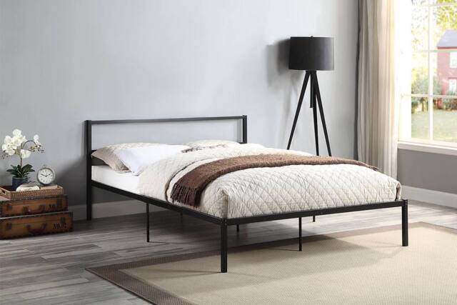 Crazy Price Beds Ltd Atwick Low Rise Platform Metal Bed Frame in Black - Size: Double