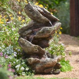 Primrose Garden Water Feature Rock River Cascade with LED Lights 103cm in Stone