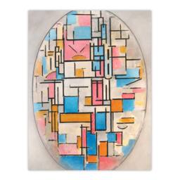 Artery8 Piet Mondrian Framed Wall Art Composition in Oval with Color Planes in White - Size: A4 - thumbnail 3
