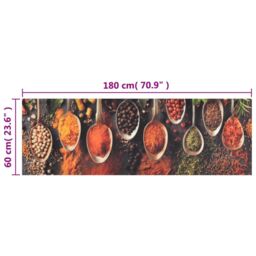 Berkfield Home Kitchen Rug Washable Spoon & Spices 60x180 cm Velvet - thumbnail 5