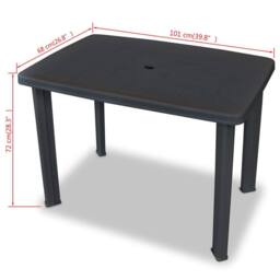 Berkfield Home Garden Table Anthracite 101x68x72 cm Plastic in Charcoal - Size: 101 x 68 x 72 cm - thumbnail 5