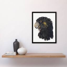 "Artery8 Cockatoo Parrot Head Watercolour Schouman Framed Wall Art Print in White - Size: W12"" x H16""" - thumbnail 4