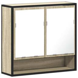 Berkfield Home Bathroom Mirror Cabinet Sonoma Oak 65x20x60 cm Engineered Wood in Light Tan - Size: 65 x 20 x 60 cm