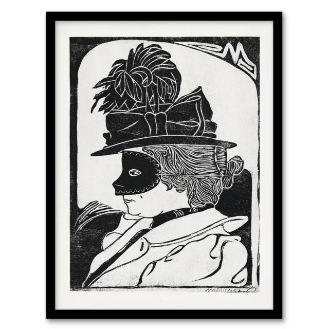 Artery8 Samuel J De Mesquita Framed Wall Art Print Pierrette Woman With Mask in White - Size: A4 - image 1