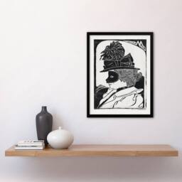Artery8 Samuel J De Mesquita Framed Wall Art Print Pierrette Woman With Mask in White - Size: A4 - thumbnail 2