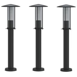 Berkfield Home Outdoor Floor Lamps 3pcs Black 60 cm Stainless Steel - thumbnail 2
