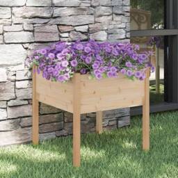 Berkfield Home Durable Garden Planter 70x70x70 cm Solid Pinewood in Light Tan - Size: 70 x 70 x 70 cm - thumbnail 2