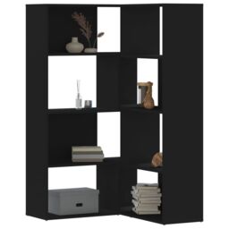 Berkfield Home Corner Bookcase 4-Tier Black 85x85x140 cm Engineered Wood - Size: 85 x 85 x 140 cm - thumbnail 1