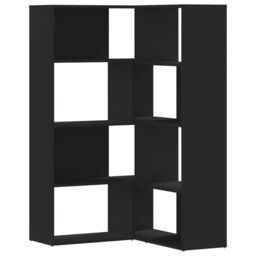 Berkfield Home Corner Bookcase 4-Tier Black 85x85x140 cm Engineered Wood - Size: 85 x 85 x 140 cm - thumbnail 2