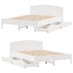 Berkfield Home Bed Frame without Mattress White 140x200 cm Solid Wood Pine - thumbnail 9