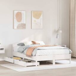 Berkfield Home Bed Frame without Mattress White 140x200 cm Solid Wood Pine - thumbnail 1