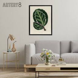 "Artery8 Vintage Botanical Maranta Calathea Leaves Fawcett Framed Canvas Art in Beige - Size: W12"" x H16""" - thumbnail 3