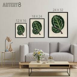 "Artery8 Vintage Botanical Maranta Calathea Leaves Fawcett Framed Canvas Art in Beige - Size: W12"" x H16""" - thumbnail 4