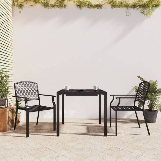 Berkfield Home 3 Piece Garden Dining Set Anthracite Steel in Black - image 1