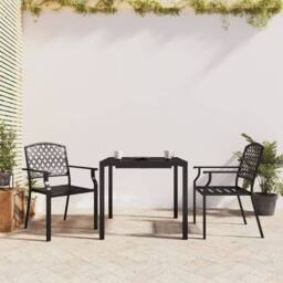 Berkfield Home 3 Piece Garden Dining Set Anthracite Steel in Black - thumbnail 1