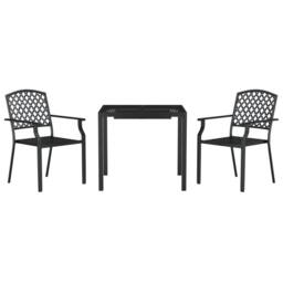 Berkfield Home 3 Piece Garden Dining Set Anthracite Steel in Black - thumbnail 3